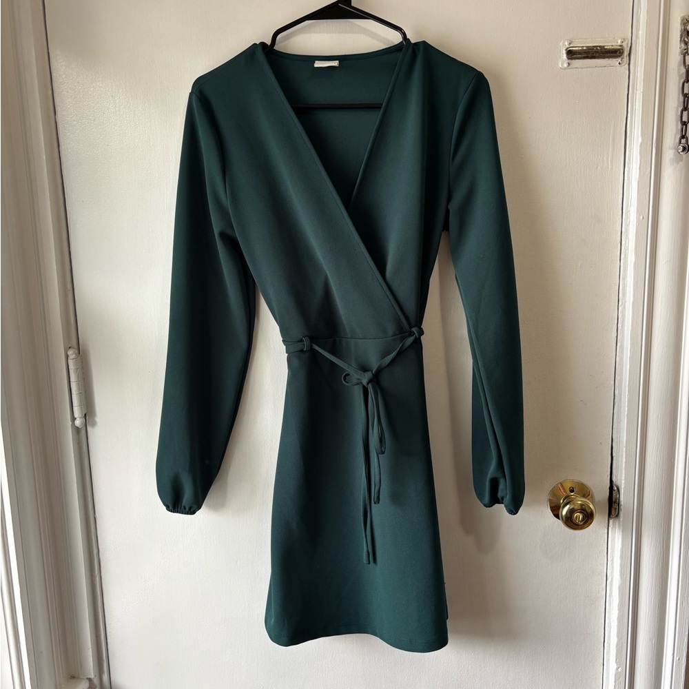 HUNTER GREEN WRAP DRESS | SIZE SMALL